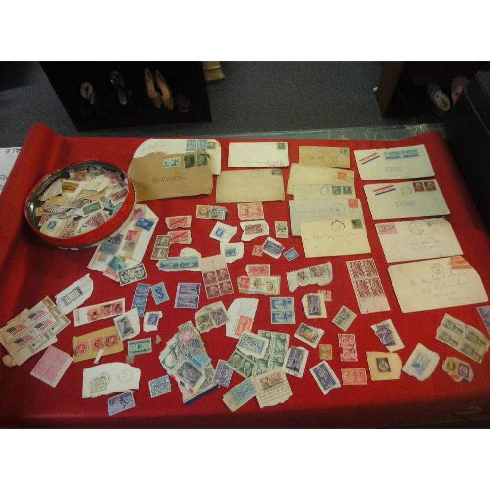 vintage United States Stamp lot postmarked 1921 1950's 1889 1914 1905 ++
